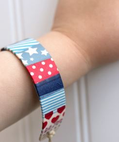 Patriotic Washi Wooden Bracelet as Patriotic Crafts.